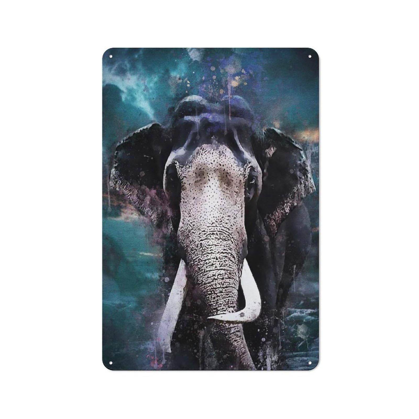 Junmoney Style-16 Vintage Tin Sign 30X20cm With Splatter Elephant For Garage Or Workshop, For Metal Sign Collectors, For Cafés, Pubs And Restaurants