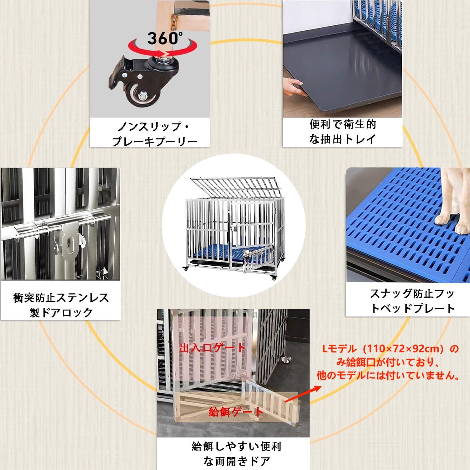 Amazon.co.jp: kilogorge 大型犬 ゲージ ステンレス鋼製犬用ケージ