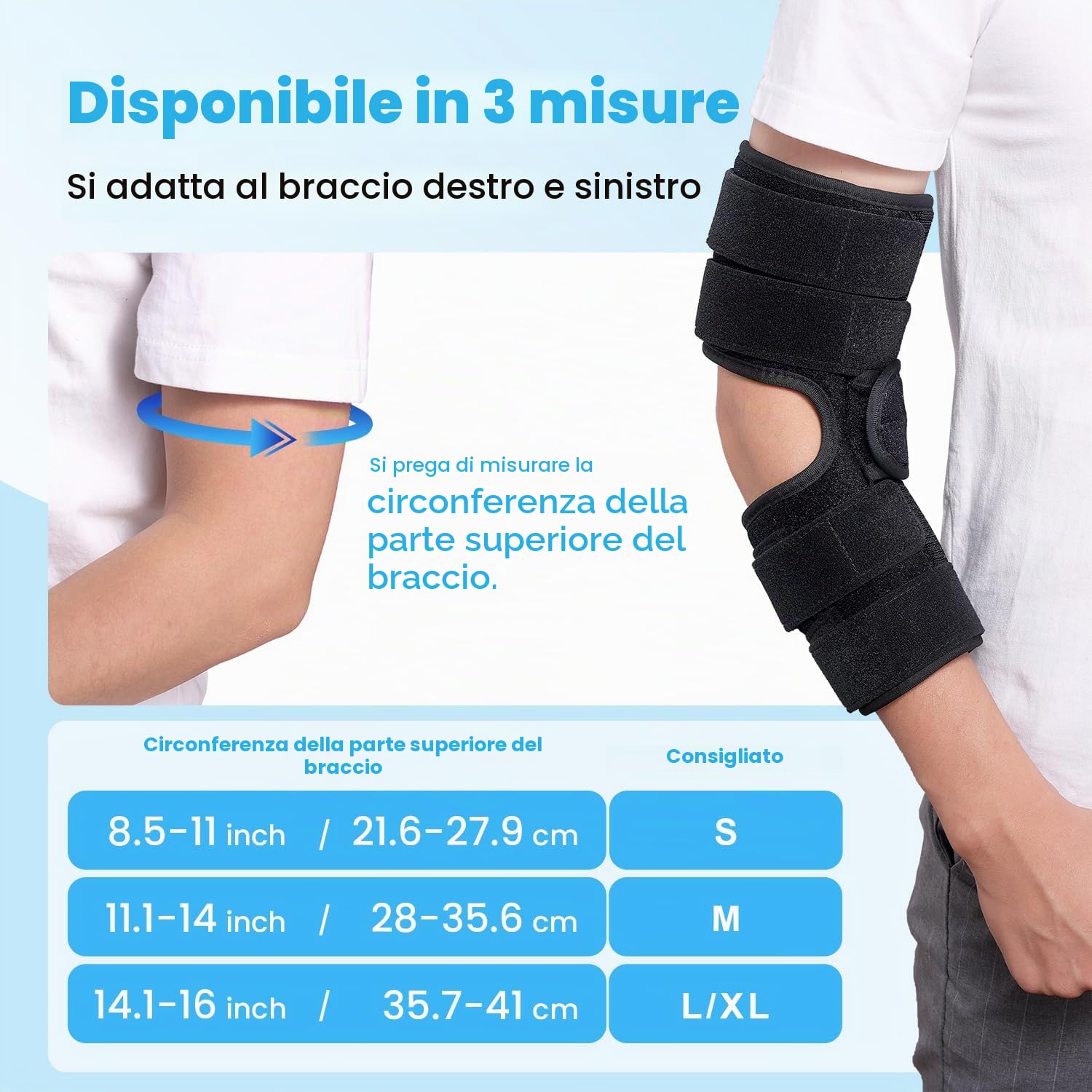 Tutore Tunnel Cubitale Sindrome,Tutore Gomito Nervo Ulnare,Stecca Immobilizzatore Gomito per Notte Dormendo e Giorno Lavorando,4 Angoli Regolabili,per Donne & Uomini,Braccio Destro & Sinistro-M