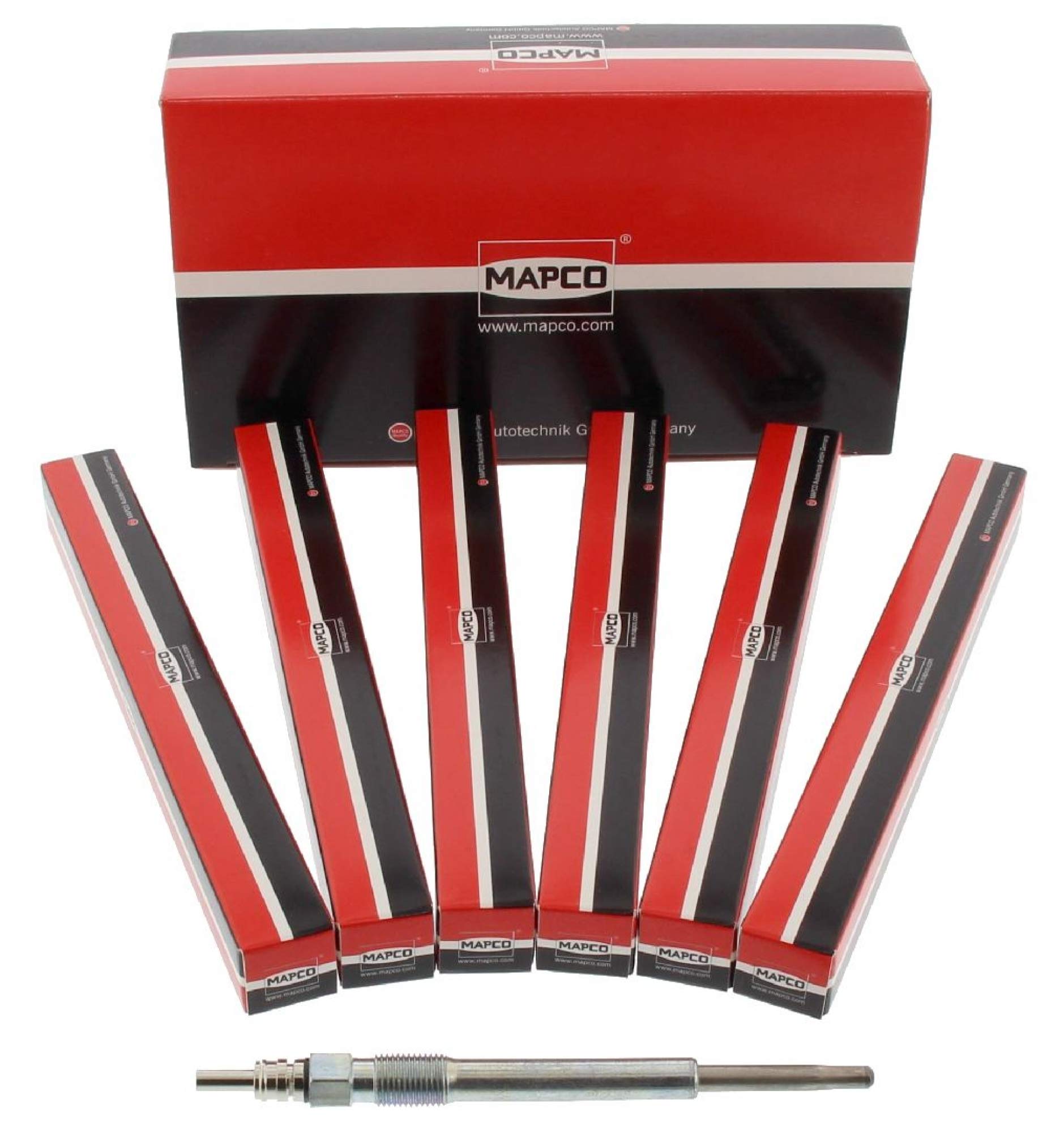MAPCO 7808/6 6x Bougie de préchauffage Diesel 12V Ouverture de la clé:10 mm Filetage:M10x1,0 Version de bougie de préchauffage:capable à l'incandescence résiduelle & Bougie de préchauffage monopolaire