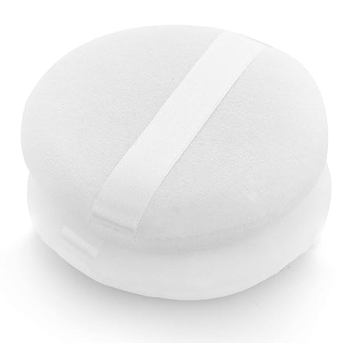 Sibba Polvo redondo de 4 pulgadas ultra suave lavable reutilizable grande de terciopelo polvo suelto para maquillaje húmedo y seco
