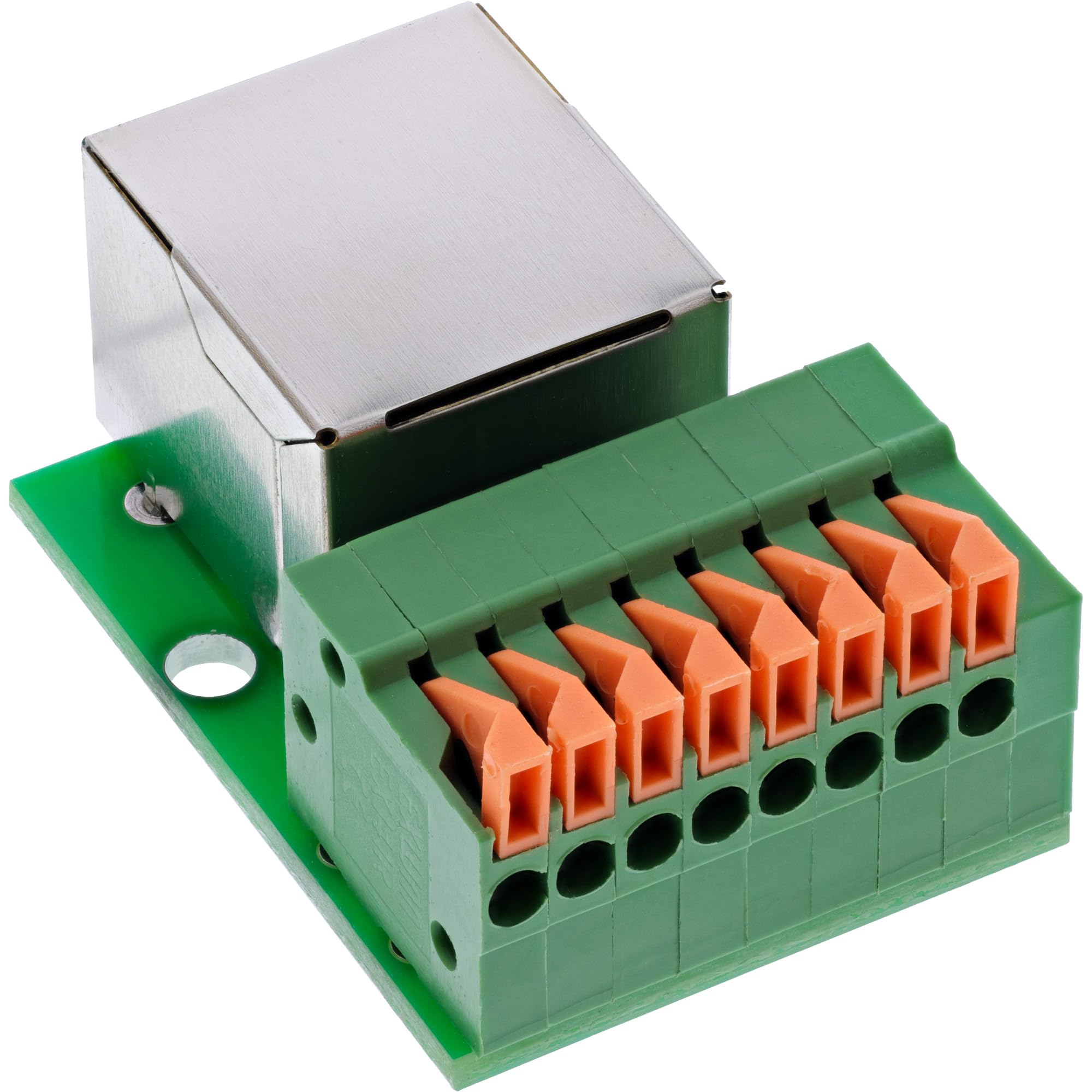 Inline RJ45 Jack for DIN Rail, 8 Pin, Push-in Clamp, Toolless Network Module, Cat.5e, LAN Coupling Ethernet, 92505F