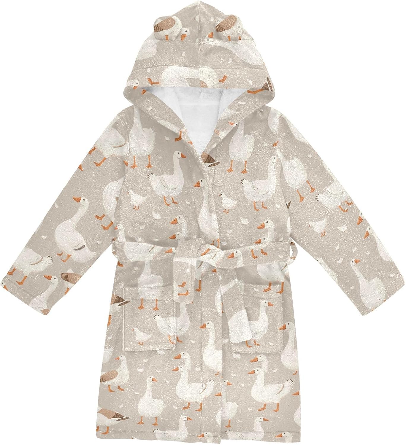 senya Cute Gooses Toddler Hooded Bathrobe Kids Soft Plush Bath Towel Robes for Boys Girls 2-12 Years