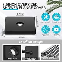 Vista 3 de Placas cuadradas de cubierta cuadrada para brazo de ducha de 3.5 pulgadas, placa de cubierta de escudo de repuesto universal de gran