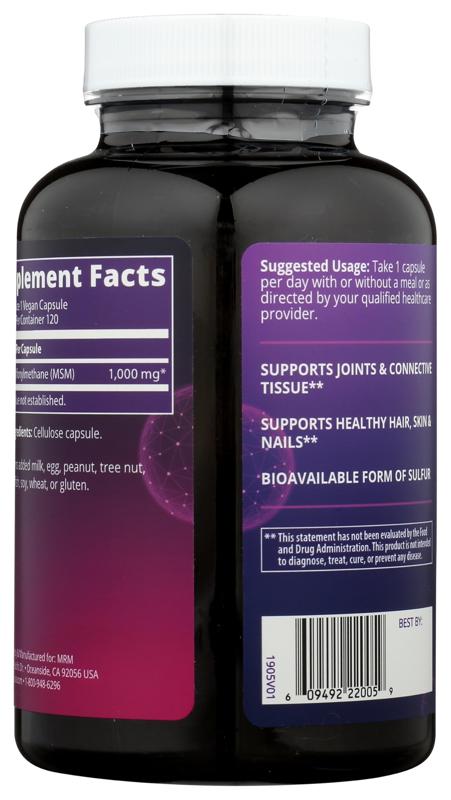 MRM Nutrition MSM 1000mg - for Women & Men, Vegan - 120 Servings — Amazon image 2