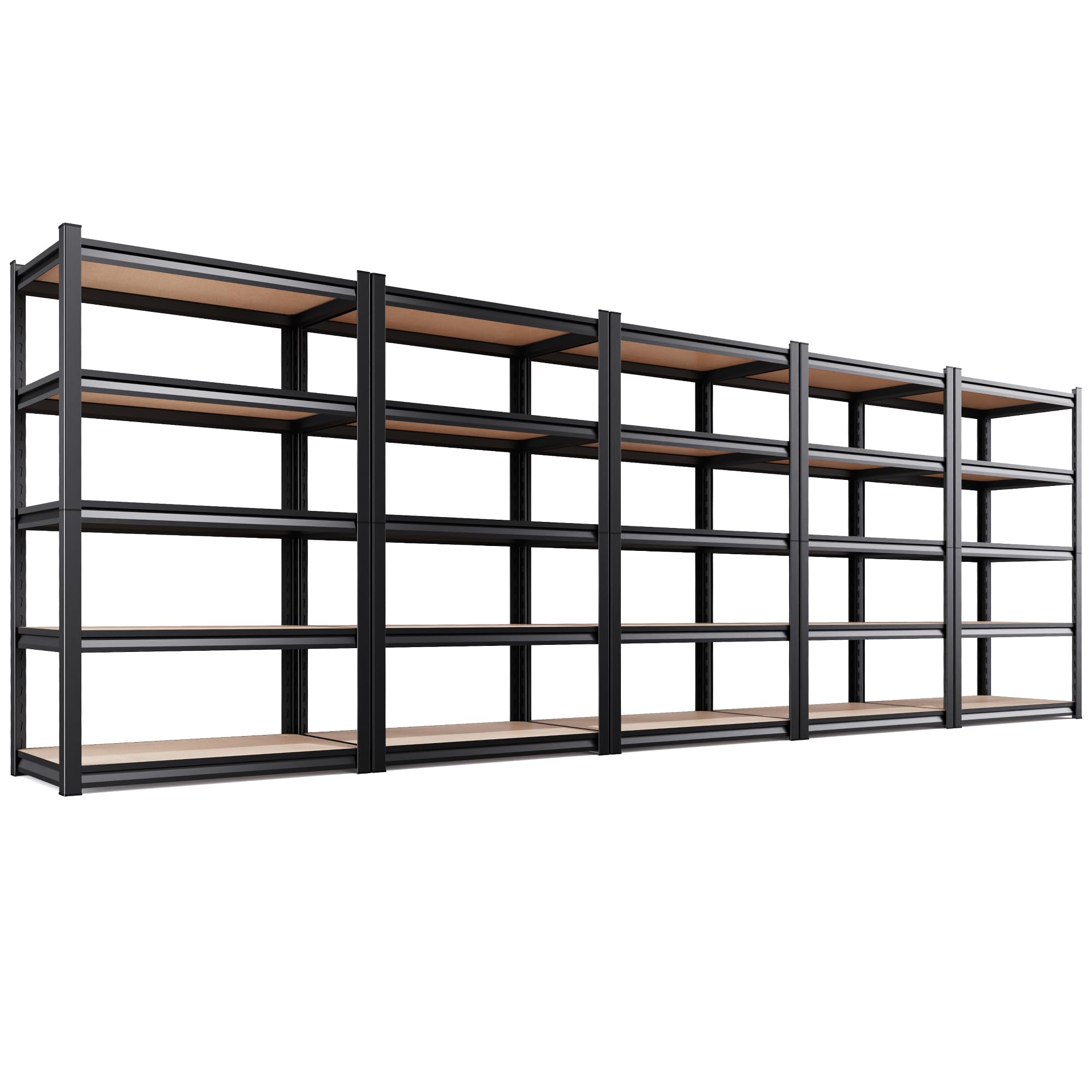 5-Pack Garage Shelving for Large Storage &amp; Whole Home Organization, 78" H x 46" W x 20" D 5-Tier Adjustable Metal Storage Rack for Tools, Storage Bins, Bulk Items, Garage, Pantry &amp; Workshop