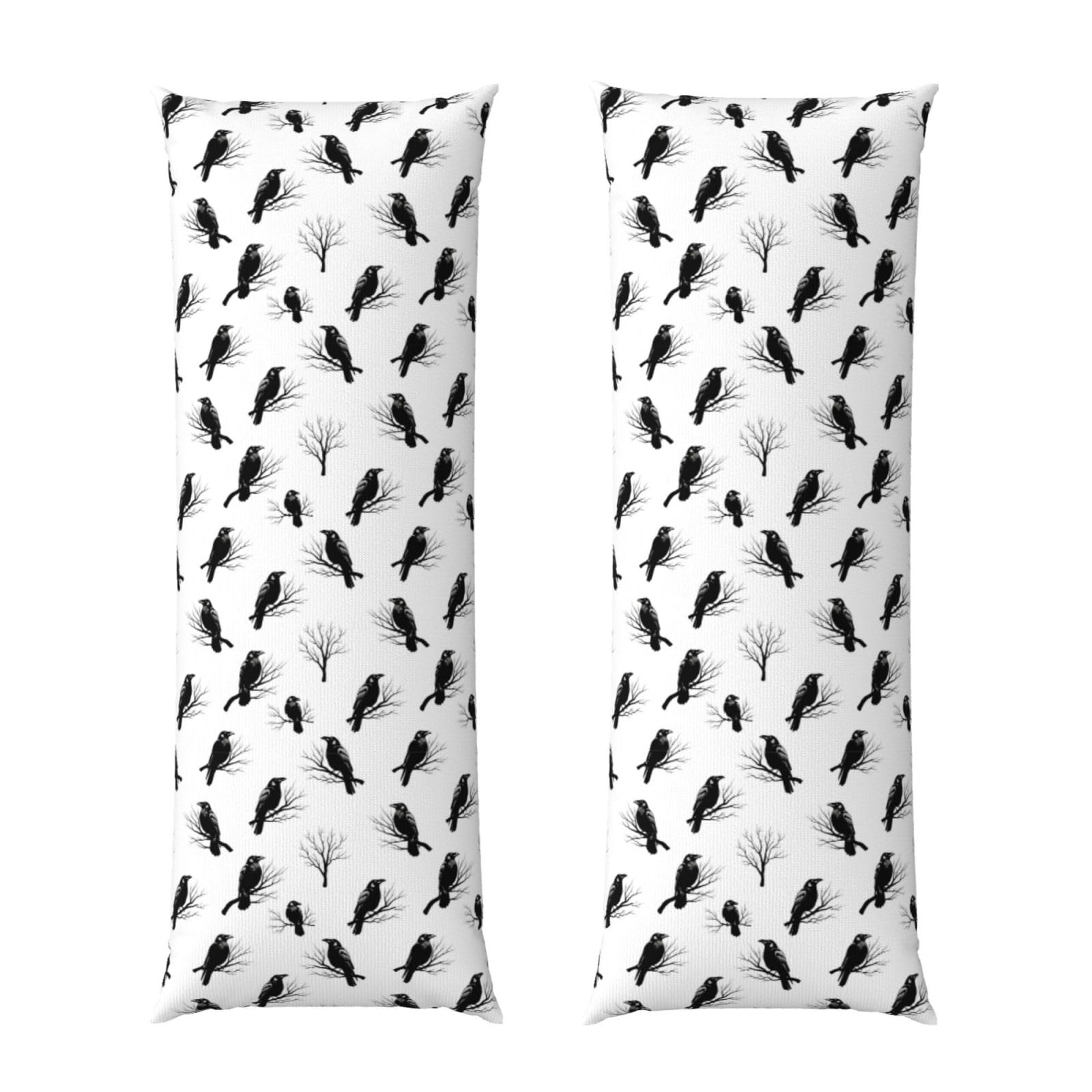Body Pillowcase 20x54, Tree Branch Black Crow Raven Bird, Premium Ultra Soft Pillow Cover with Zipper Closure, Breathable Bedding Protector for Men Women Bed Sofa
