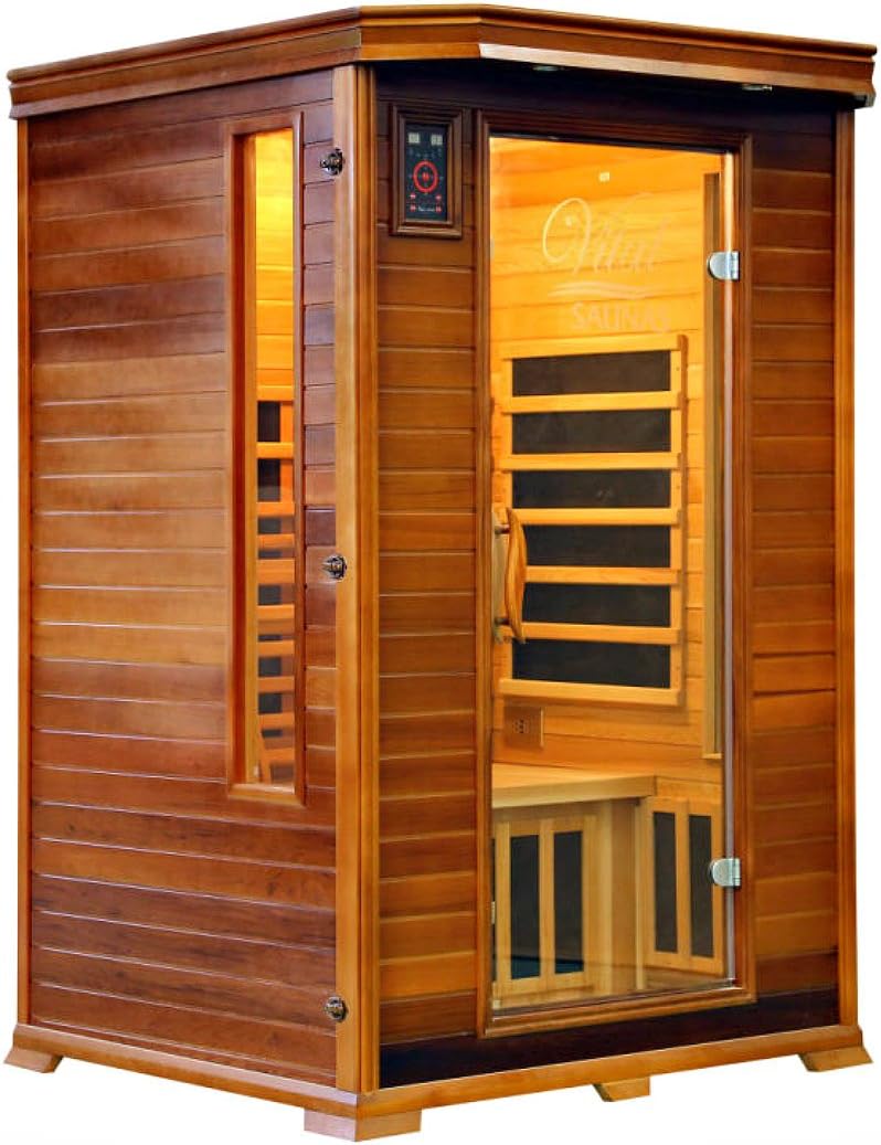 2 Person Vital Elite Sauna Red Cedar Wood - FAR Infrared Low EMF Heaters - Embedded Magnetic Flux Therapy