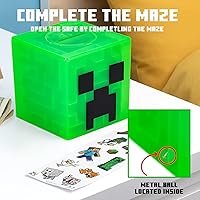 Vista 4 de Paladone Minecraft Creeper Maze Safe, completa el laberinto para desbloquear dinero, divertido juguete coleccionable de bloques de Minecraft