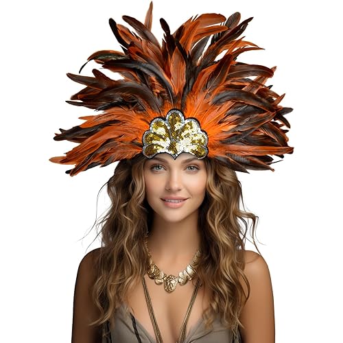 Feather Carnival Headdress Sequin Crown Headpiece Showgirl Costume Accessory