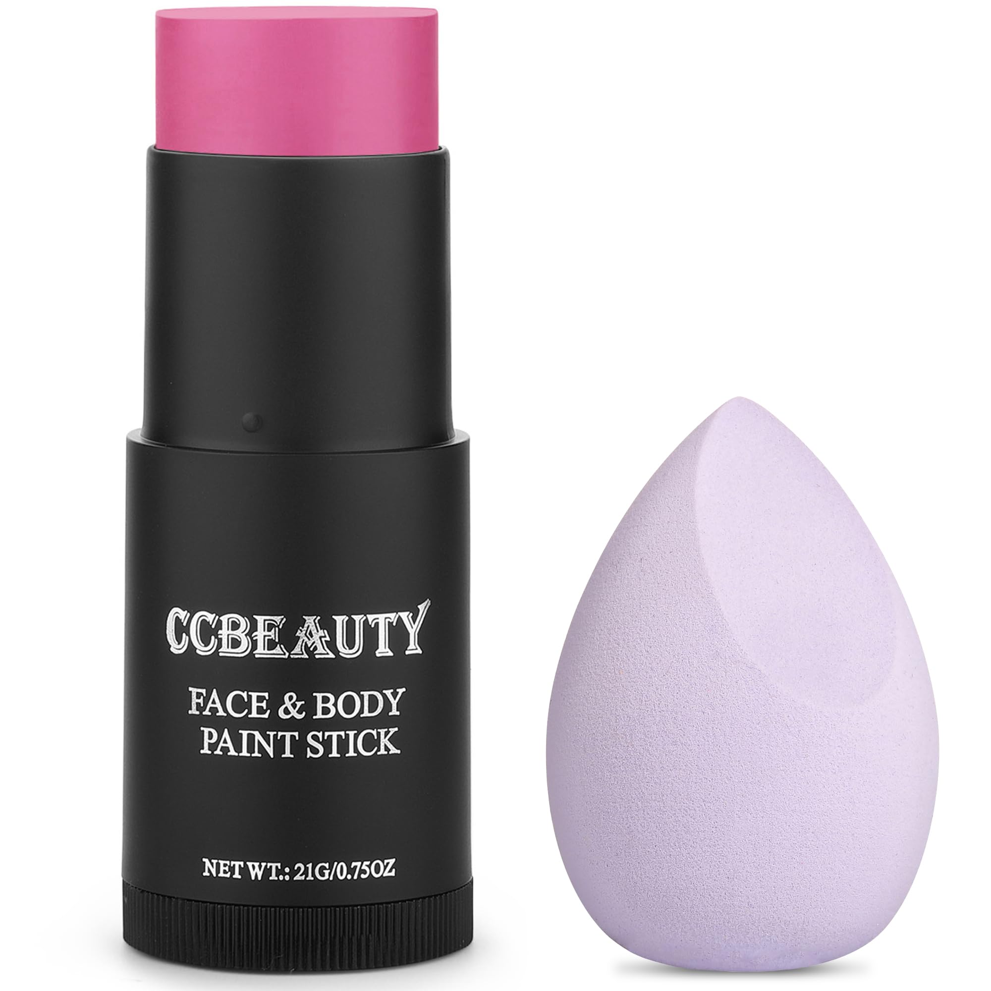 CCbeauty Pink Face Paint Stick,Face Painting Kit,Non Toxic SFX Makeup For Butterfly Halloween Costume Cosplay,Professional FX Body Paint For Adults,Full Coverage Painting Foundation With Makeup Sponge