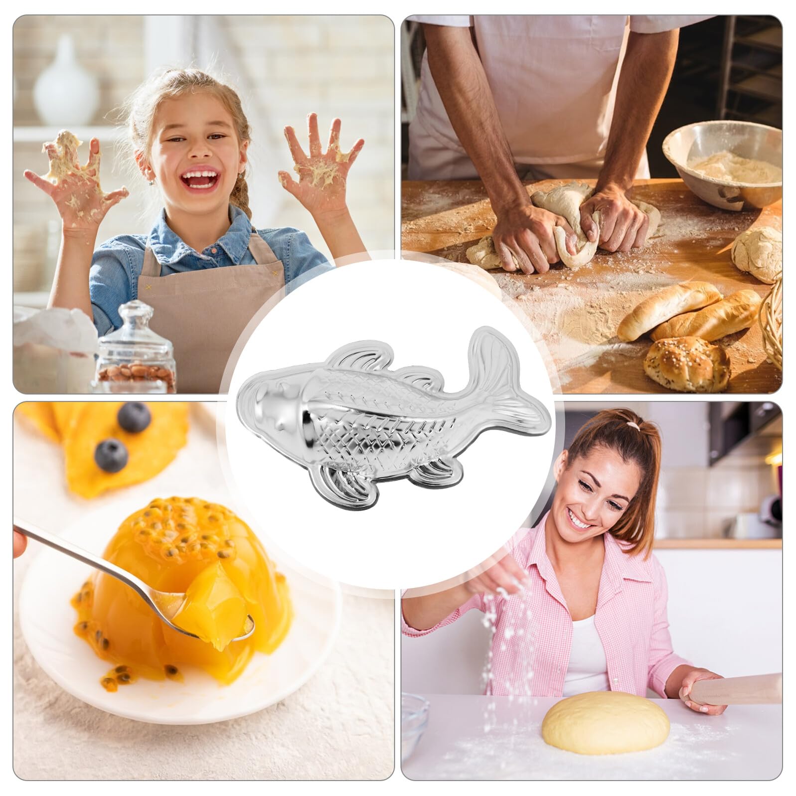 Moule à Pâtisserie de Poisson, Alliage D'aluminium Argenté | Antiadhésif, Démoulage Facile, Cuisine et Cuisson, Adapté aux Gâteaux, Chocolat, Gelée