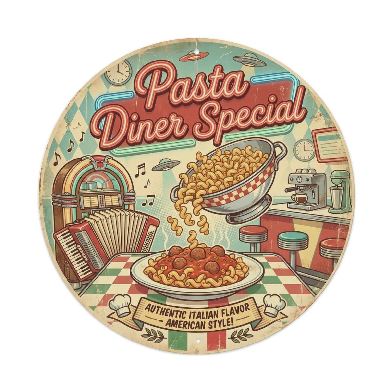Cucina Italiana Pasta 1950s Food Culture Metal Tin Sign