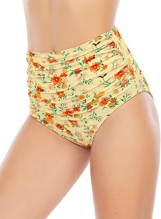 American Trends High Waisted Bikini Bottoms Tummy Control Swim Bottom Ruched Swimsuits Bottoms Bathing Suit for Women