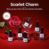 Vista 5 de Modelones - Esmalte de gel rojo, colores clásicos populares, semipermanente, con purpurina. Set de manicura para usar en casa y en el centro