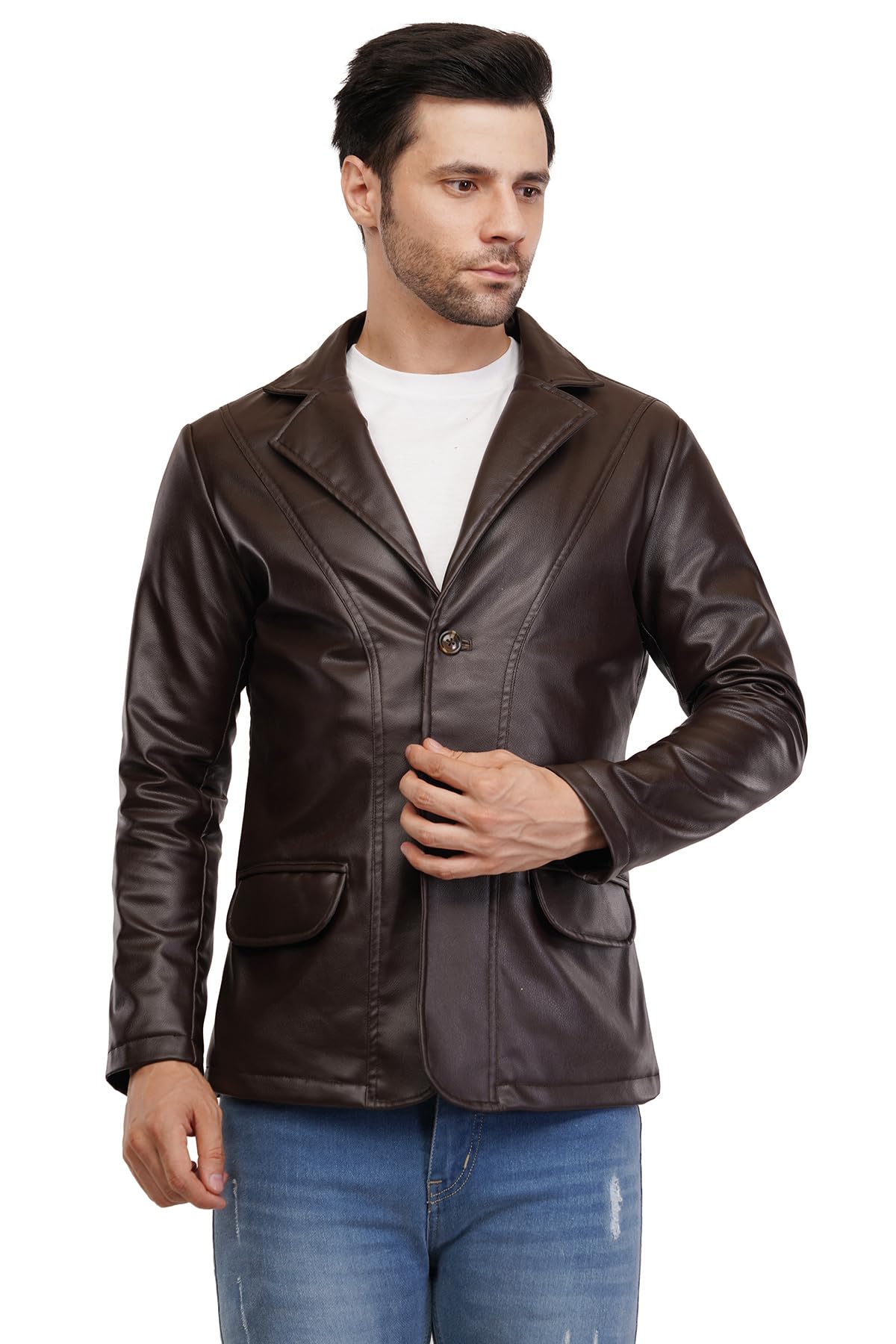 Men's Stylish foux Leather Blazer, For Men Button-Front-picture-20