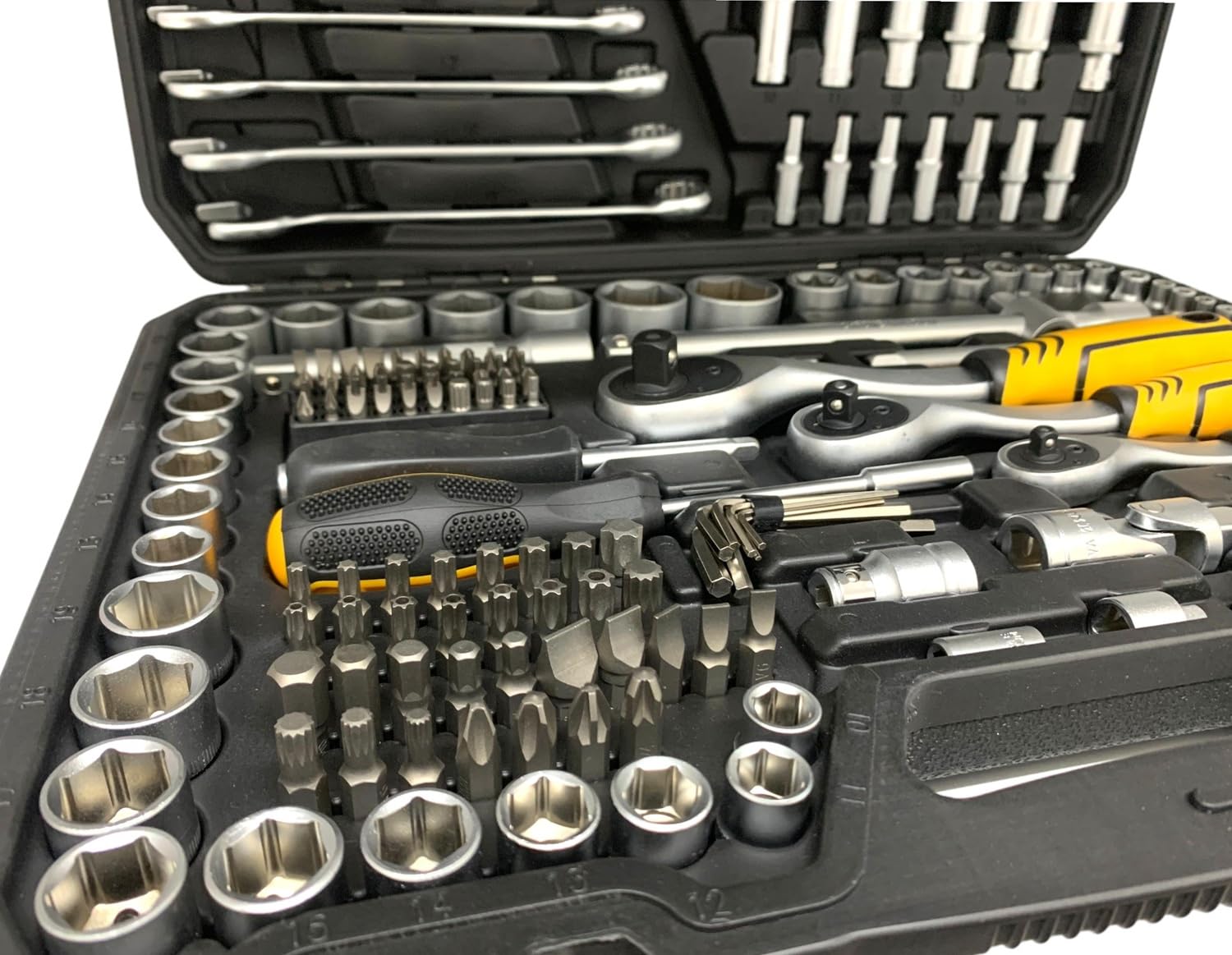 TANIASHOP Valigetta Attrezzi 219 Pezzi Chiavi a Bussola con 3 Cricchetto da 1/4" 3/8" 1/2" Cassetta Porta Attrezzi Professionali ideale per Manutenzione Meccanica, Lavori in officina e fai da te