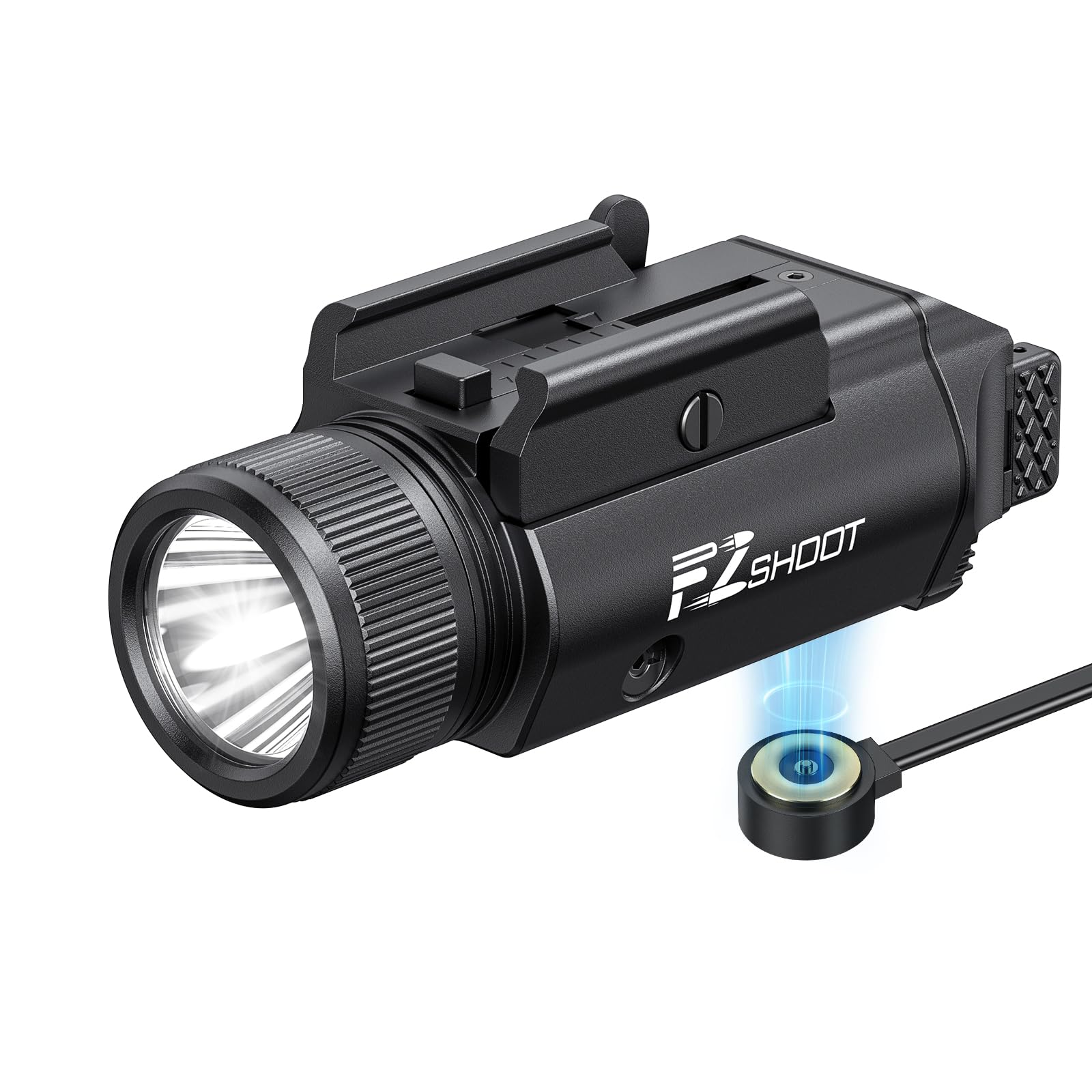 Sponsored Ad - 2400 Lumens Flashlight with Strobe Mode, High Lumen Magnetic Rechargeable Led Tactical Light with Quick Install Design, Light with Adjustable Slide Rail for Picatinny GL Rail