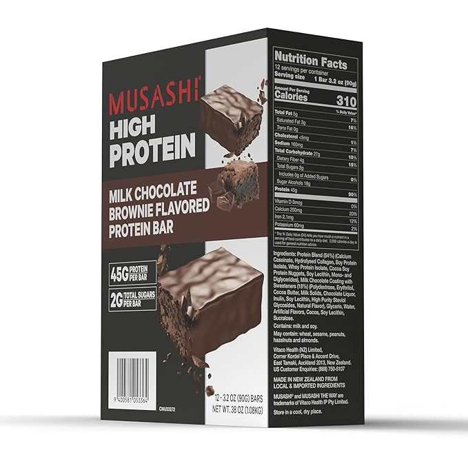 Barra de Proteína Musashi High Protein 45g Chocolate Brownie 12 unidades miniatura 2