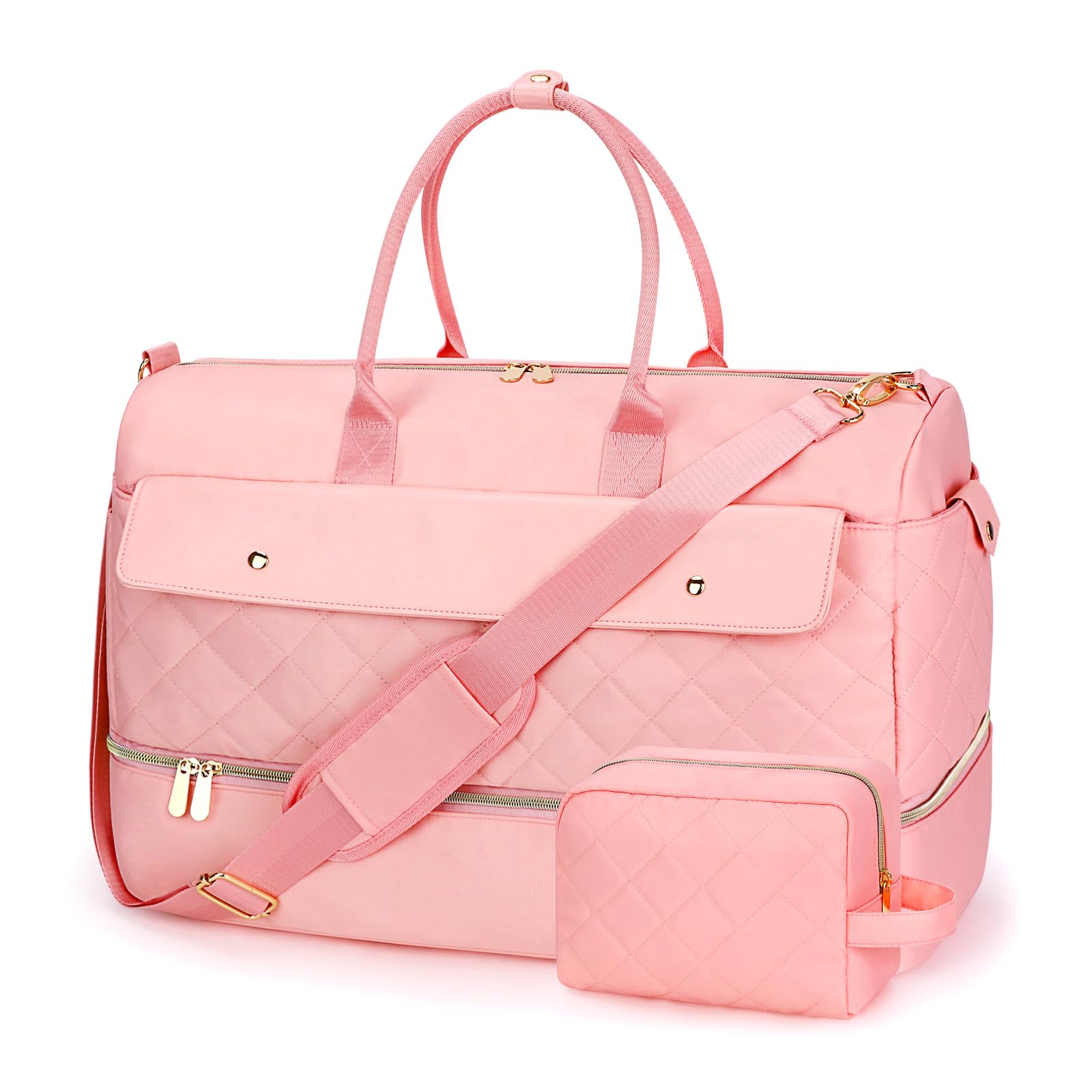 Wedama Travel Duffel Bag, Large Weekender Bag for Women with Shoe Compartment, Carry on Overnight Bag with Toiletry Makeup Bag, Gym Duffel Bag Travel