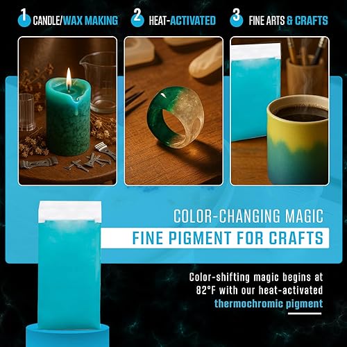 Vista 4 de Art 'N Glow Pigmento termocrómico que cambia de color en polvo, 0.71 onzas, sensible al calor, ideal para arte, manualidades, proyectos de arte