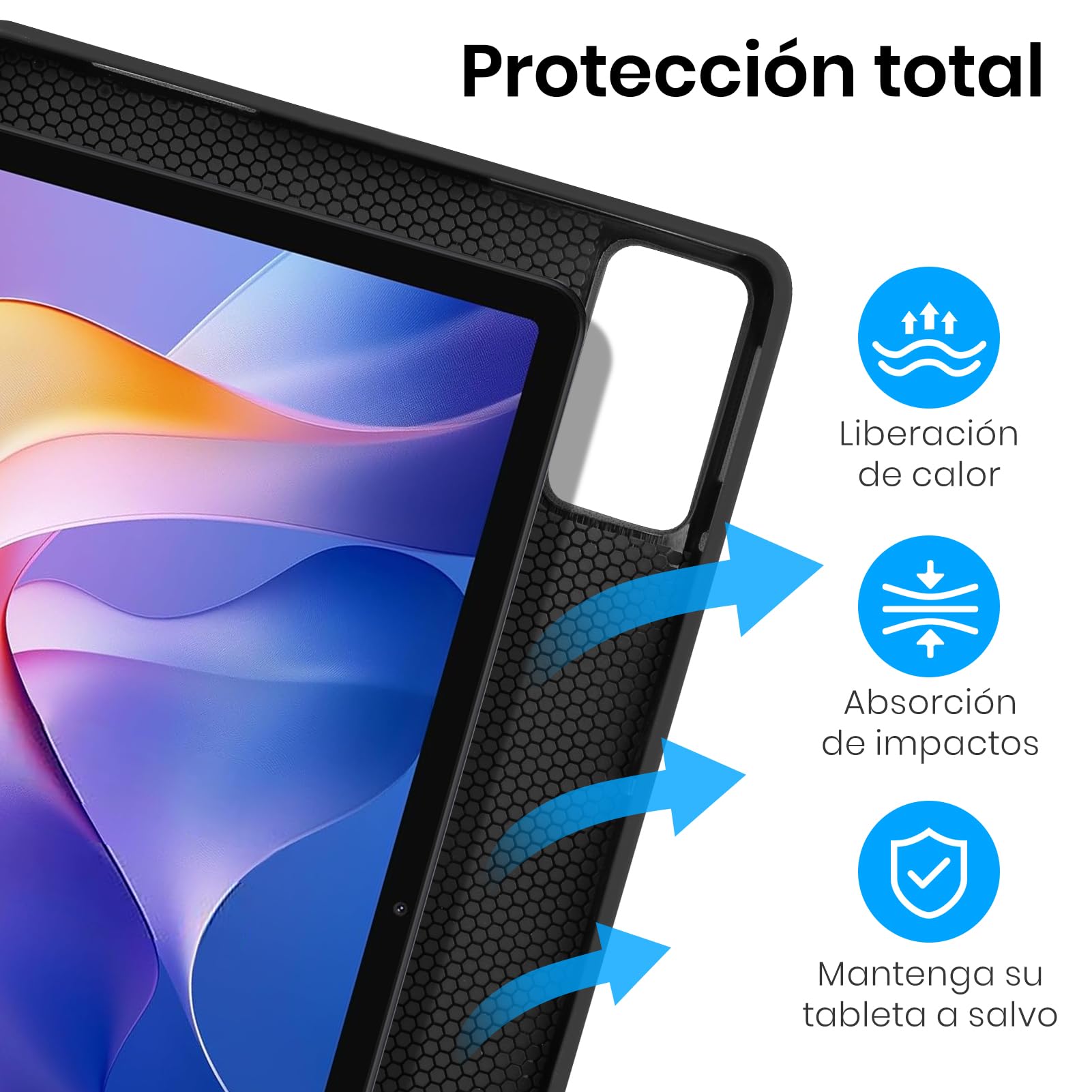 Funda con Teclado para Xiaomi Redmi Pad 2 / Redmi Pad SE 11" 2023 | Teclado Bluetooth magnético desmontable con Español Ñ, funda con portalápices, para Xiaomi Redmi Pad 2 11" 2025 Negro