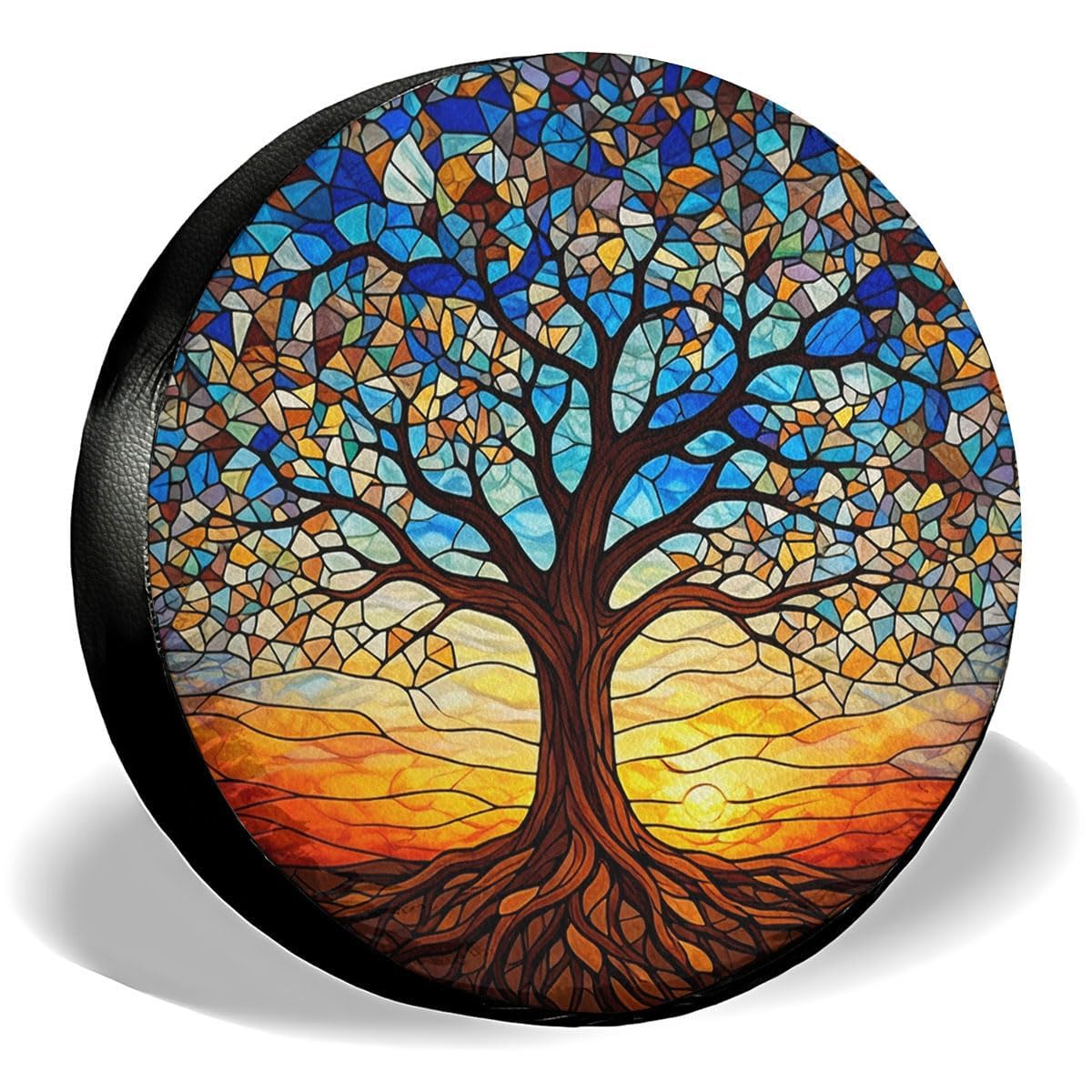 GENANY Tree of Life Mosaic Spare Tire Cover for RV Trailer, Waterproof, No Camera Hole, Size 17 Fits 31-33 Inch