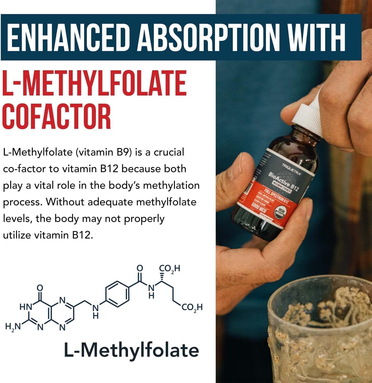 Organic Vitamin B12 - 5000 mcg, 3 BioActive B12 Forms: Methyl B12, Adenosyl B12 & Hydroxy B12 - Plus L-Methylfolate Cofactor | Sublingual Form, Cherry Flavor, Vegan, Non-GMO (120 Servings - 2 Pack)