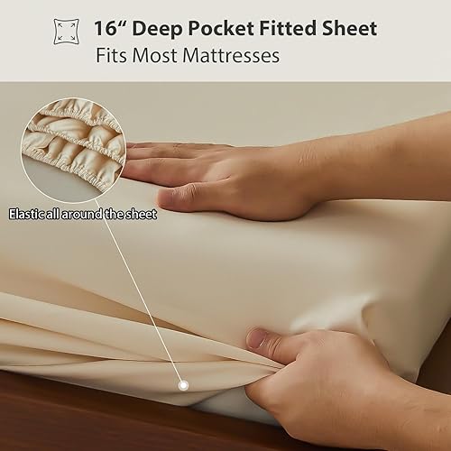 Miniatura 5 de Simple&Opulence Juego de sábanas 100% algodón de 1000 hilos para cama individual XL, tejido de satén de fibras largas, sábana bajera y encimera con