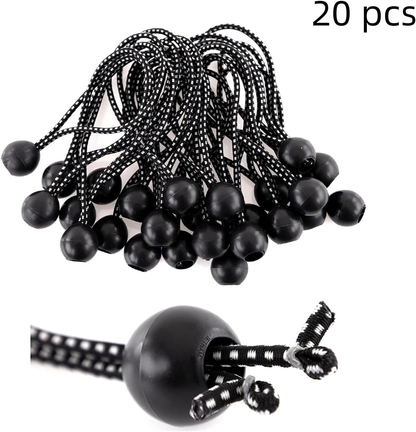 20 PCS Ball Bungee Cord, Heavy-Duty & Versatile, Indoor & Outdoor, Tarp Tie-Down, Organize & Secure, 6-Inch, Interface Color