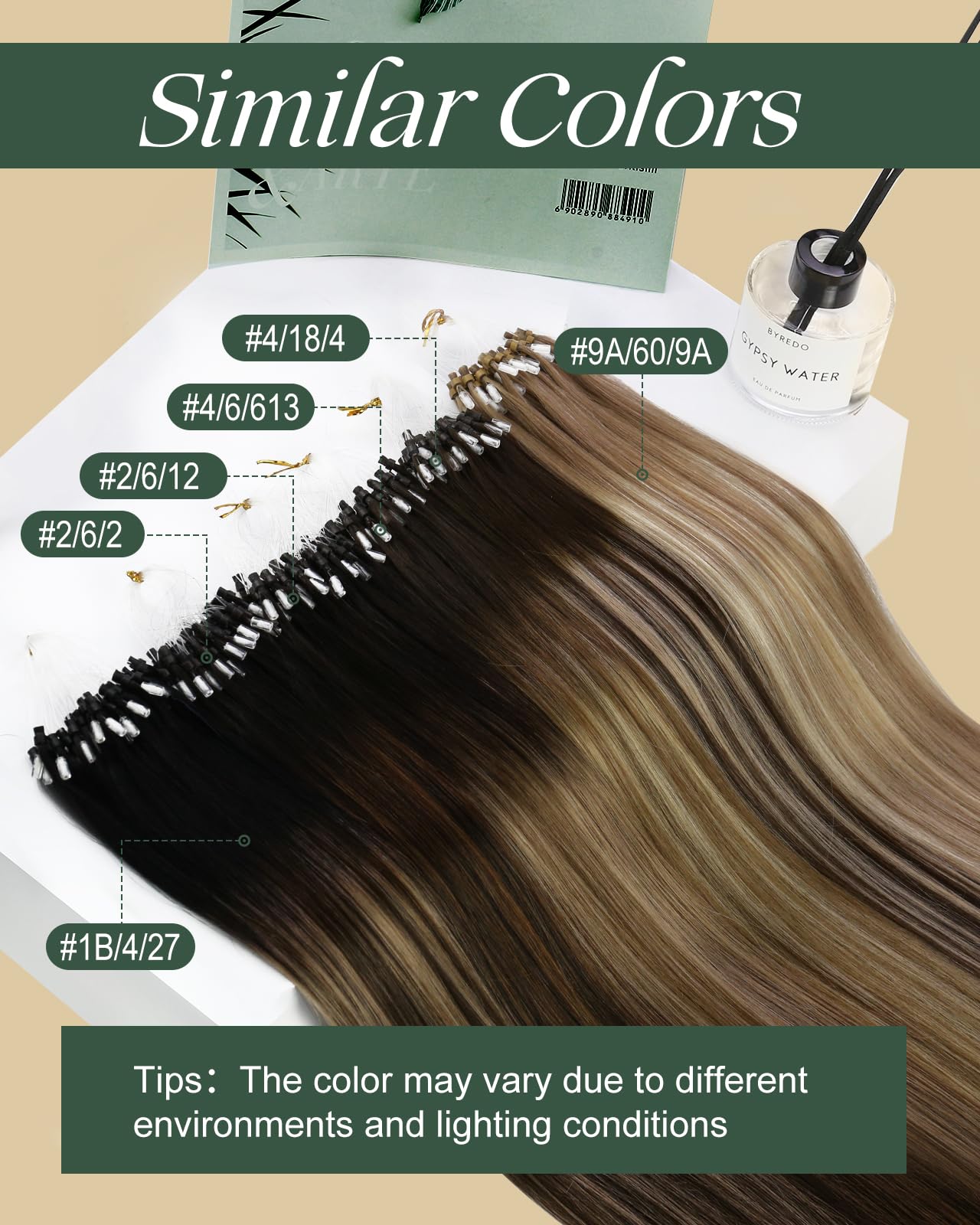 Ugeat Micro Ring Hair Extensions Real Human Hair Brown Balayage 16 Inch Micro Loop Hair Extensions Human Hair Ombre Darkest Brown to Medium Brown 50G/50S #2/6/2 - Image 4
