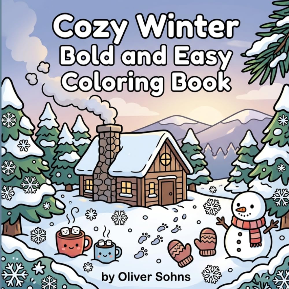Cozy Winter Bold and Easy Coloring Book: Relaxing Cold-Weather Themed Coloring Pages with Hot Cocoa, Mittens, Holiday Charm & More! Stress-Free Fun ... Seniors, Teens, & Kids (Cozy Coloring Books)