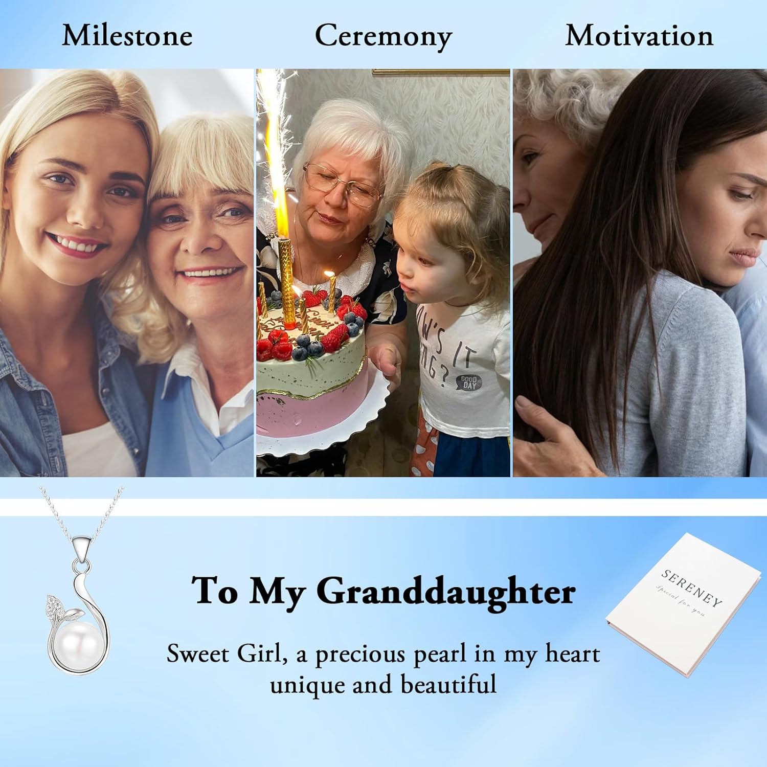 Sereney Easter Gifts for Daughter Granddaughter, Sterling Silver Freshwater Pearl Necklace for Granddaughter Necklace from Grandma, Father Daughter Necklace from Dad - Image 7