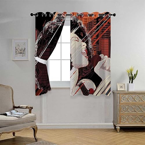 Cortinas frescas de decoración afro para puertas correderas de vidrio, cortinas para Ventanas de Cuarto 55 pulgadas de ancho por 72 pulgadas de