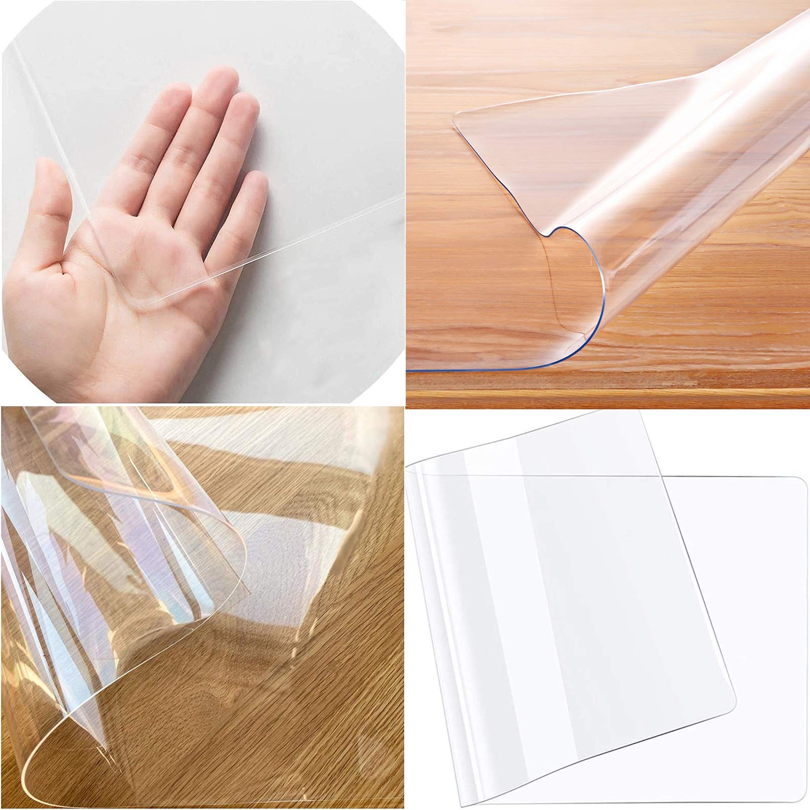 Protecteur de Tapis en Plastique Tapis PVC Transparent Tapis de Protection en Bois/Carrelage Protecteur Glisse Facile Tapis Écologique pour Cuisine Salon Sol, 3 Épaisseurs (1.5mm,80cmX120cm)