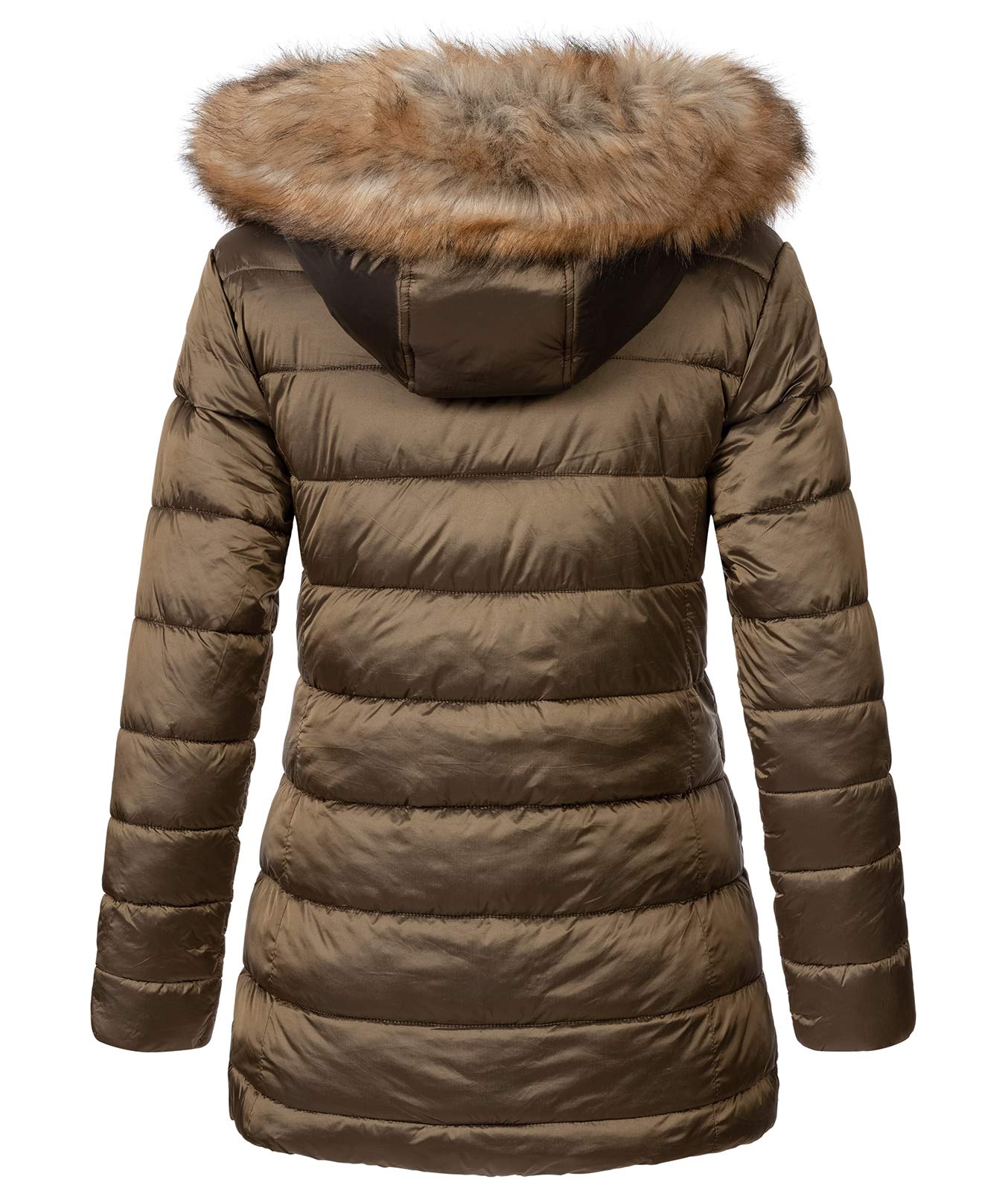 Geographical Norway Damen Winterjacke Parka Damenjacke Damenmantel Wintermantel Damen Jacken Outdoorjacke Warm Kunstfellkragen Gefüttert D-458 Beige S