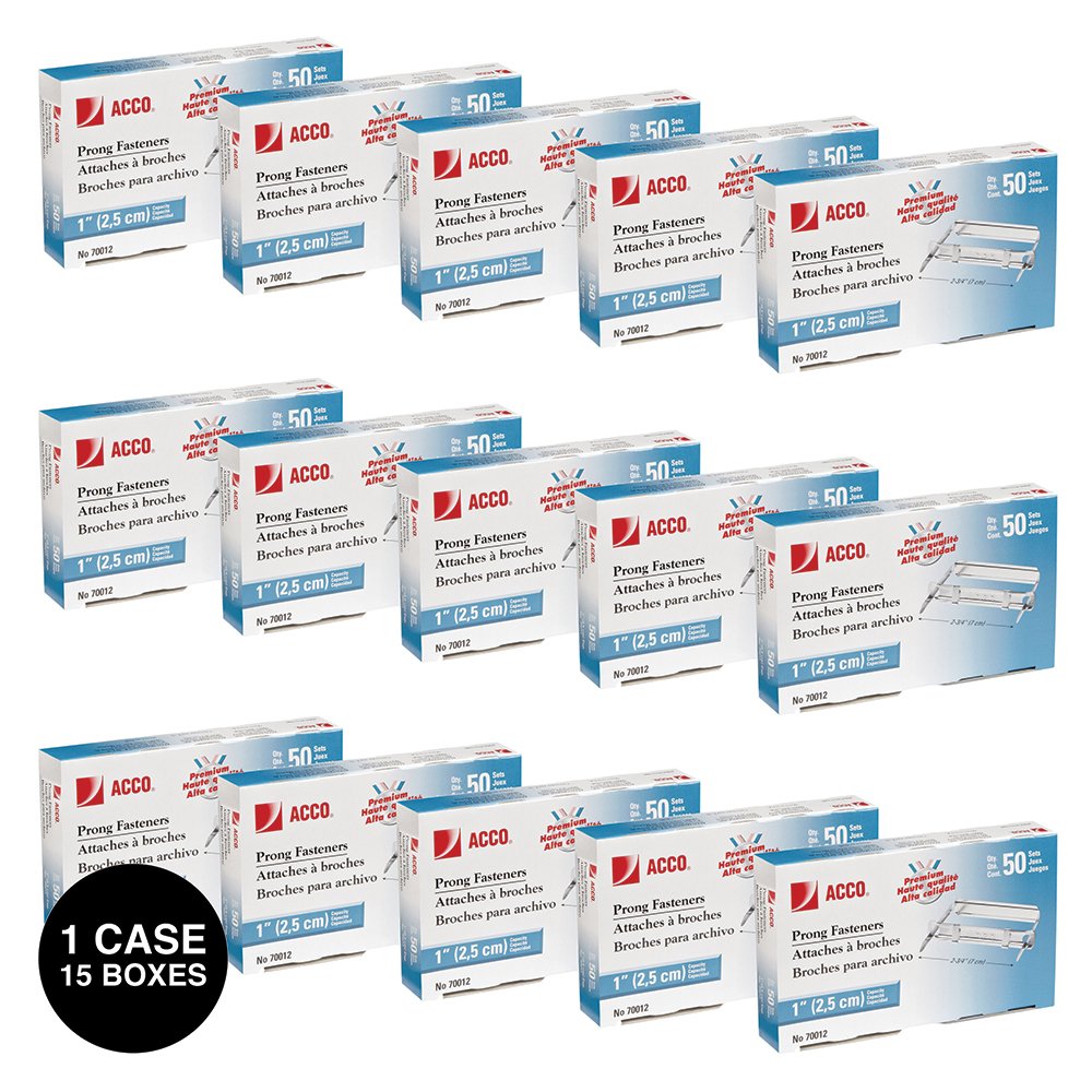 ACCO - Juego de broches para punzón de 2 agujeros 1 Case (15 Boxes)