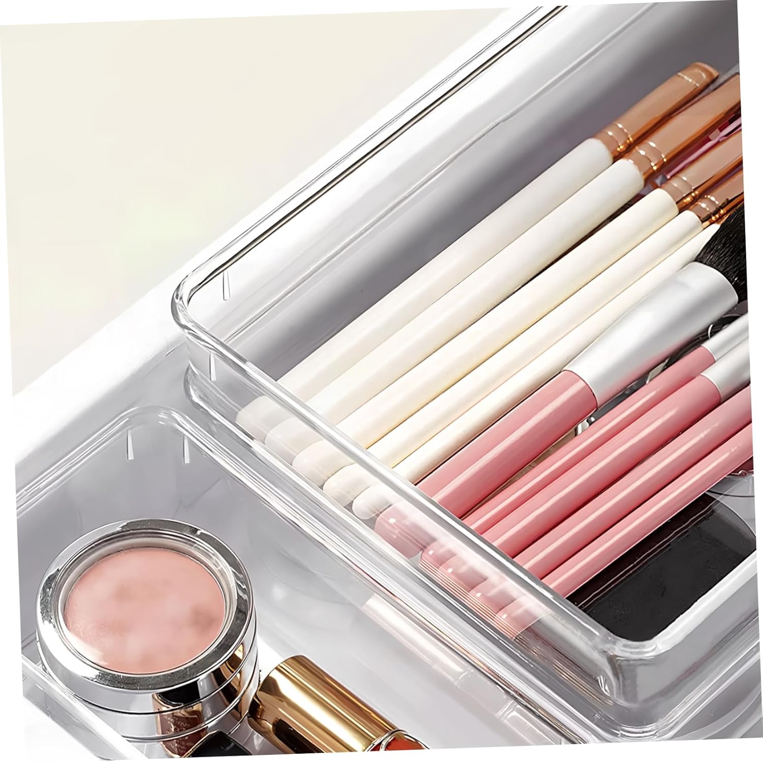 Drawer Organizer Set Divider Trays 6-Compartment Plastic Storage Bins for Makeup and Kitchen Versatile Drawer Divider for Home Organization