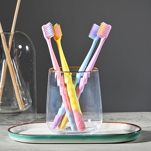 Miniatura 7 de Paquete de 10 cepillos de dientes con cerdas extra suaves, cepillo de dientes manual suave para adultos, cepillo de dientes ultra limpio, bueno para