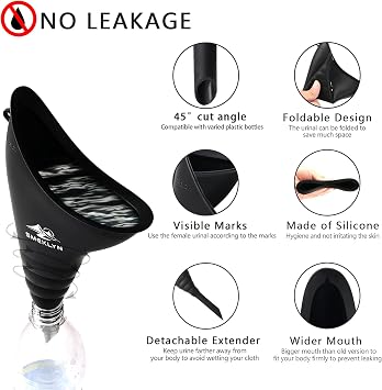 Female Urination Device Women Pee Funnel Reusable Silicone Urine Cup Female Urinal Post Surgery Pee Standing Up Perfect for Camping Hiking Travel Road Trip Accessories-Plus Size