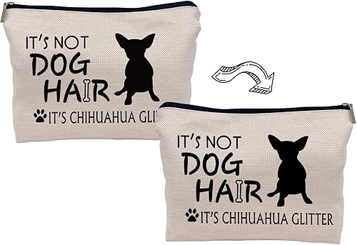 Miniatura 9 de Lacosu Bolsa de maquillaje con texto en inglés "It's Not Dog Hair", divertida bolsa de maquillaje para amantes de los perros, mujeres y niñas,