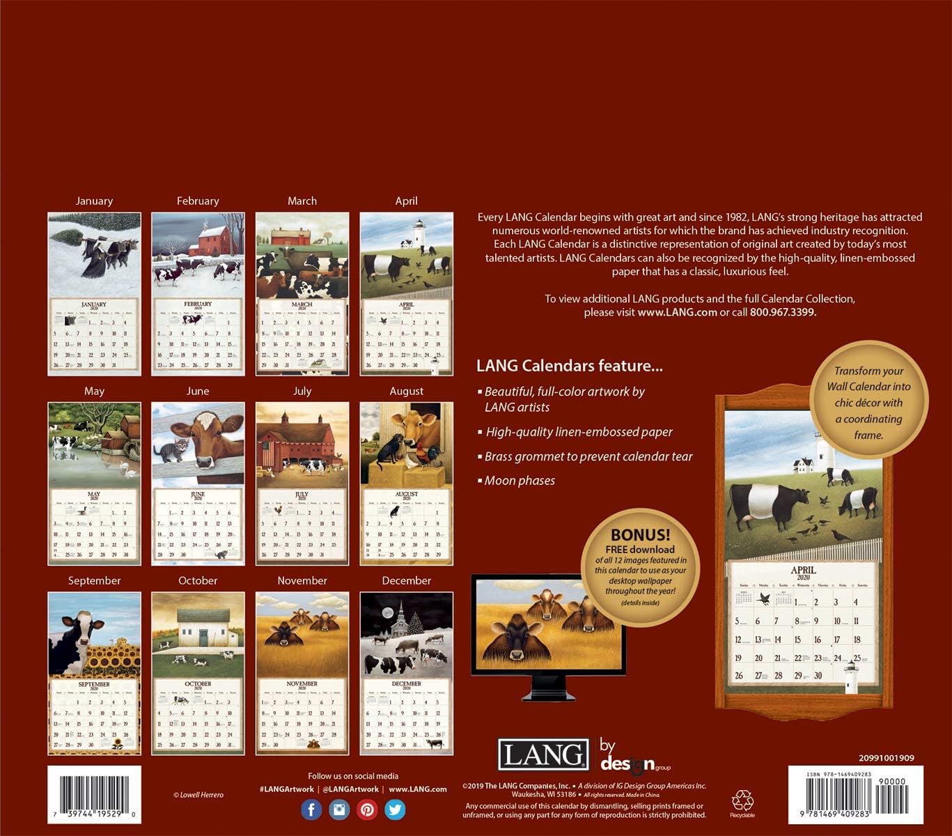 LANG Cows Cows Cows 2020 Wall Calendar (20991001909)