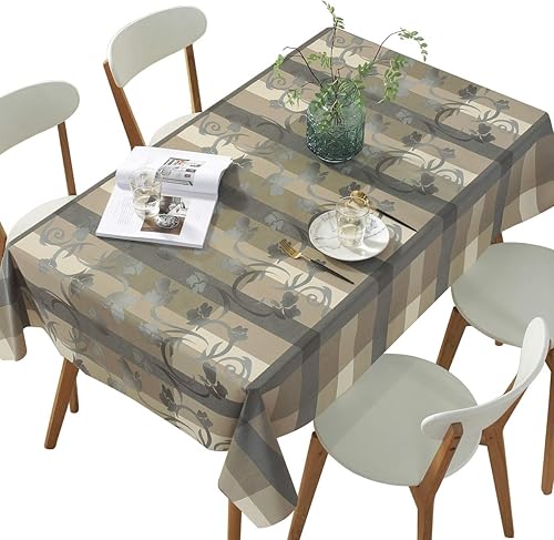 DUOFIRE Mantel de vinilo rectangular pesado, cubierta de mesa fácil de limpiar e impermeable