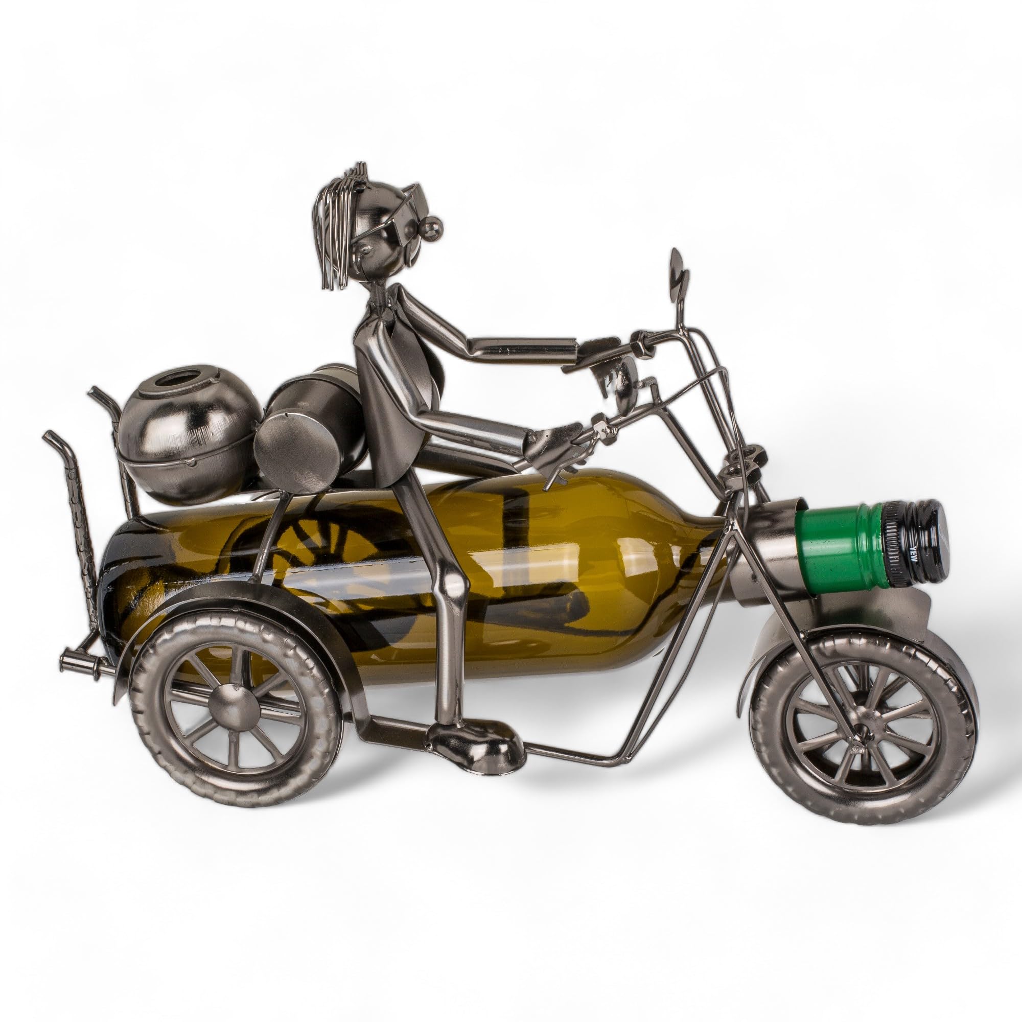 MIJOMA Portabottiglie in metallo stile motociclista: retrò, cafe racer, bobber, chopper, vintage e classico, portabottiglie per motociclisti (moto vintage)