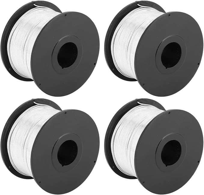 Alambre de acero para atar, paquete de 4 rollos de 110 m cada uno, diámetro 0,8 mm, acero bajo en carbono, suave, flexible y duradero, para máquinas automáticas de atado en construcción y refuerzo miniatura 5
