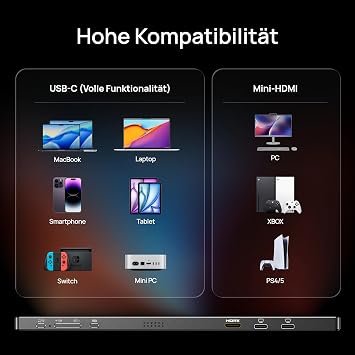 ARZOPA Z1FC 16.1 Inch 144Hz Portable Monitor with One Stand 106% sRGB 1920 x 1080P FHD HDR 144HZ Gaming Monitor Ultra Thin Eye Protection External Second Screen for Laptop/PC/Mac/PS3/4/5/Xbox