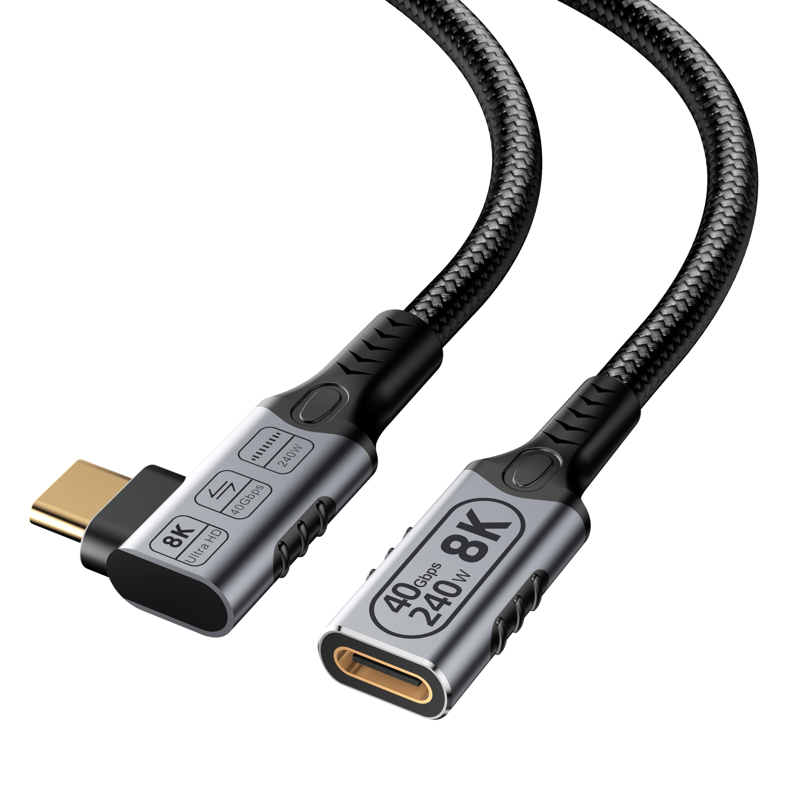BAWIOFIAU right angled usb verlängerung 1m Kompatibel für thunderbolt 4 verlängerung,USB C anf USB C Lade Kabel 40Gbps,8k/4k@60hz video,90 grad usb c verlängerungskabel 240W