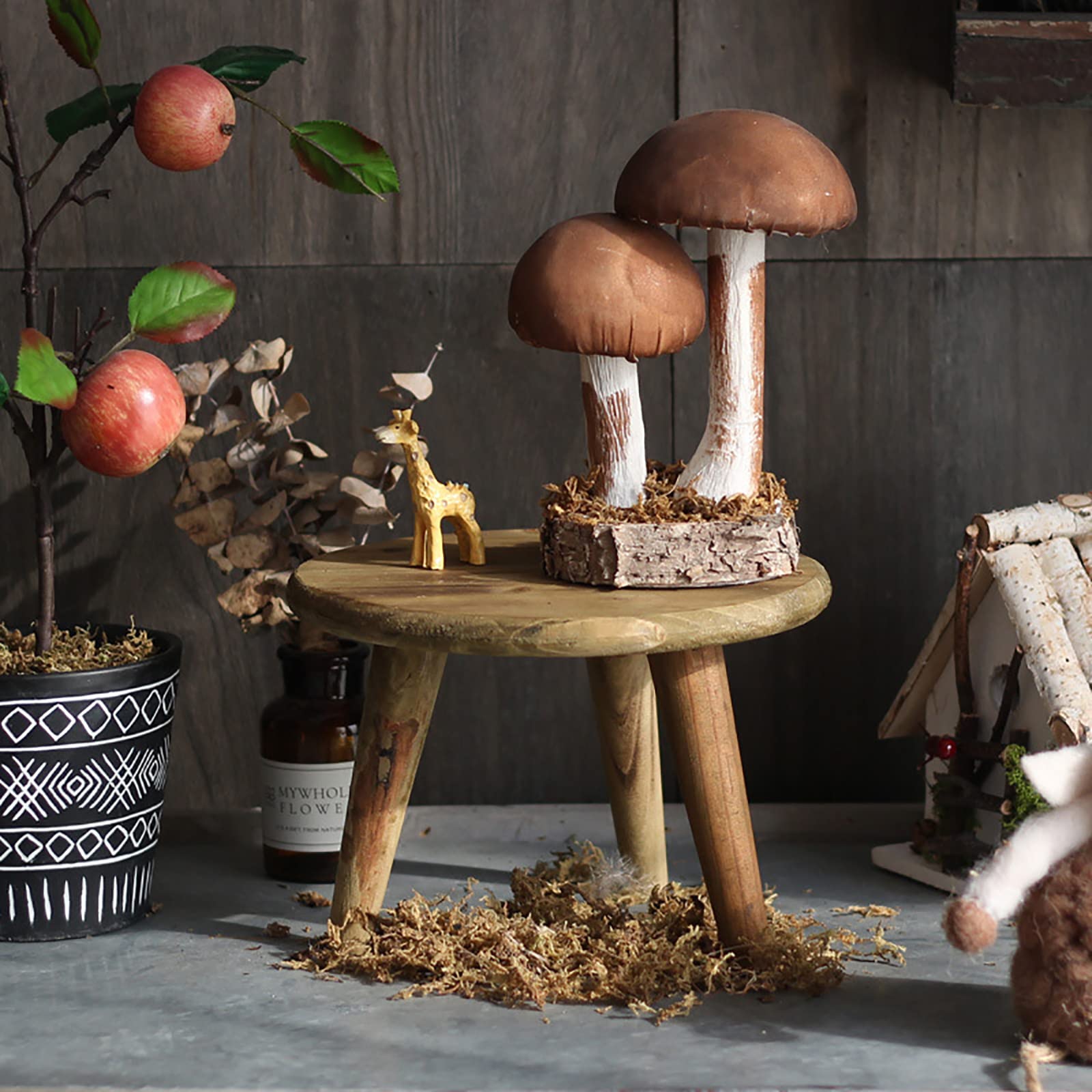 PerGar Mini-Holzhocker-Ausstellungsständer, Kreative Kleine Hocker, Runder Hocker, Pflanzenständer, Blumentopfständer, Balkon-Gartenmöbel, Verschiedene Schieß-Requisiten für Drinnen und Draußen, L(S)