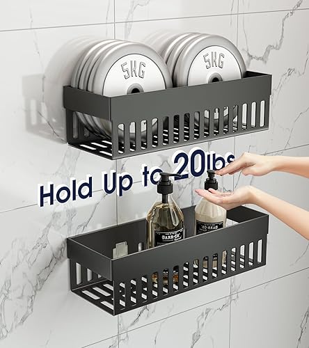 Miniatura 4 de Organizador de ducha, paquete de 2 organizadores de ducha, sin taladros, estante de ducha adherente para ducha interior, nunca se oxida de aluminio,