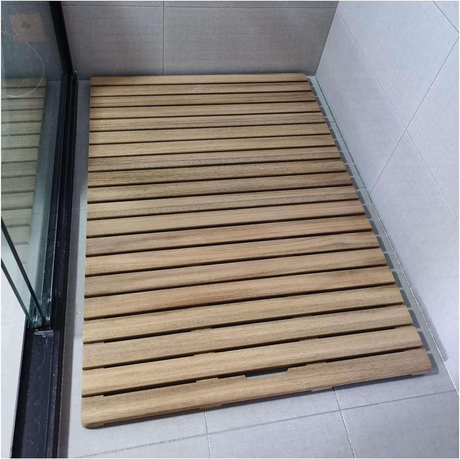 BHGFYXBS Wood Shower Mat Sauna Drain Board Slats Splicing Tub Non-Slip Floor Mat Custom Size,Wood Color-70x80cm